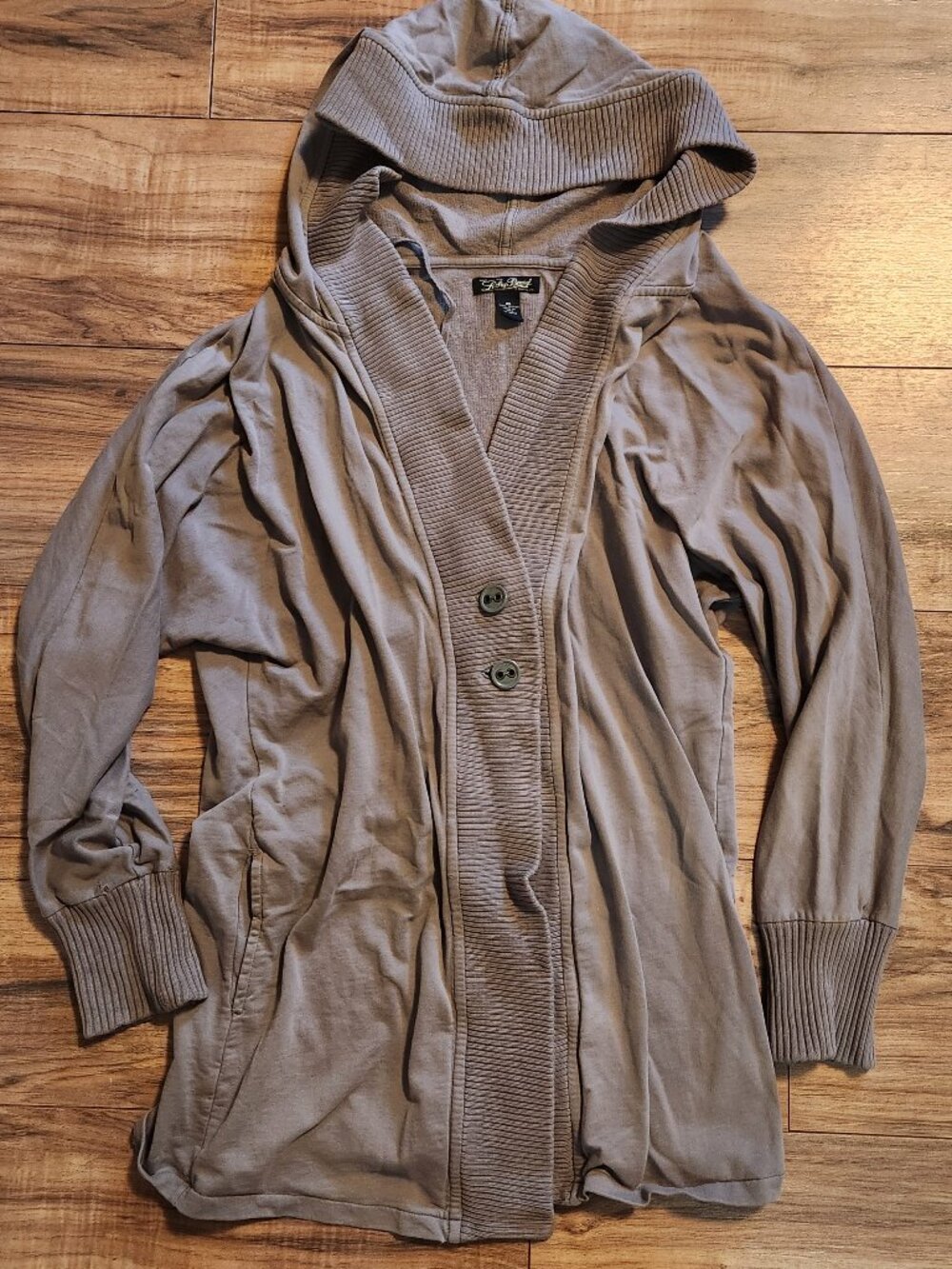 Lucky Brand Womens XS Gray Button Hoodie Cardigan Tunic